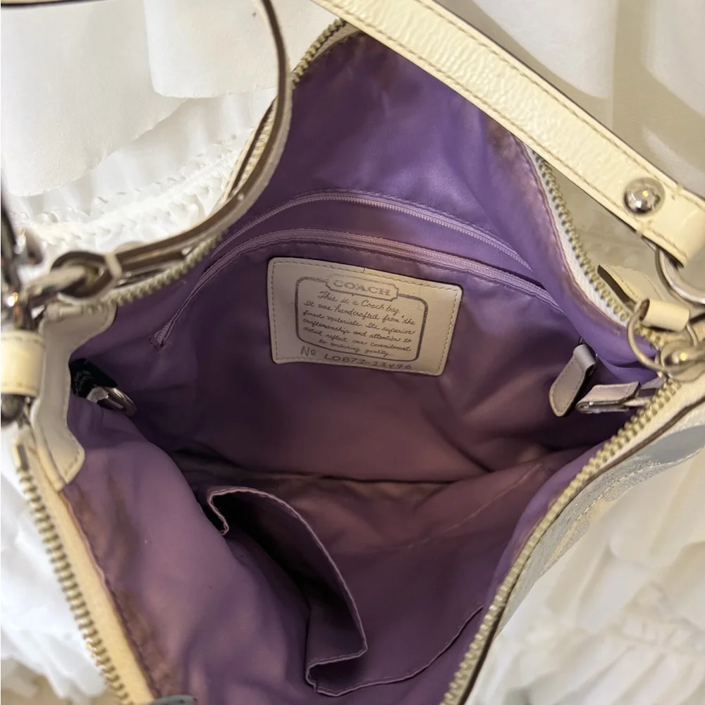 Coach White and Silver Patchwork Shoulder Bag - Picture 9 of 10